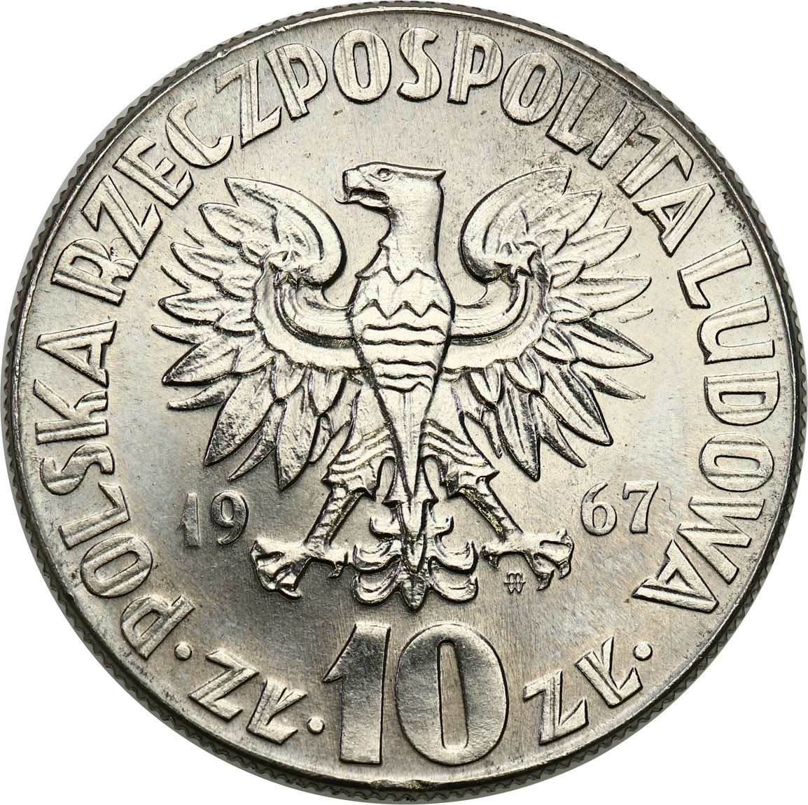 PRL. PRÓBA Nikiel 10 złotych 1967 – Mikołaj Kopernik